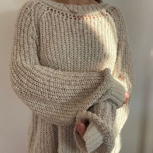 Cream Knitted Crew Neck Sweater